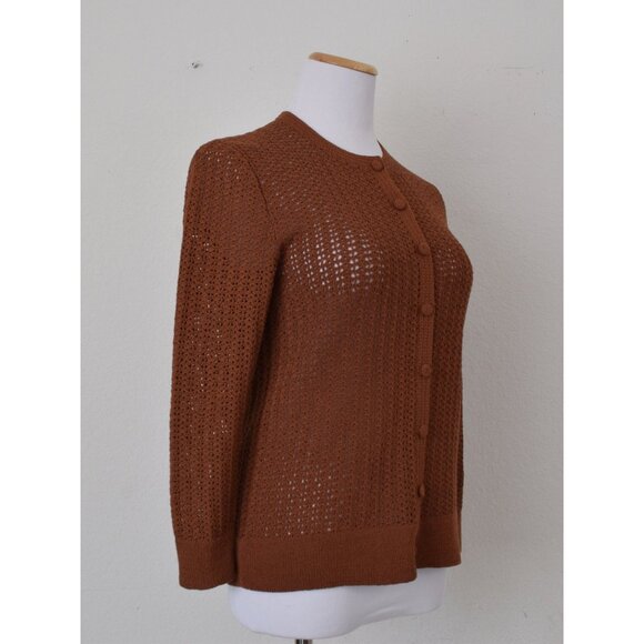 Vintage‎ Crochet Brown Cardigan - Picture 4 of 9
